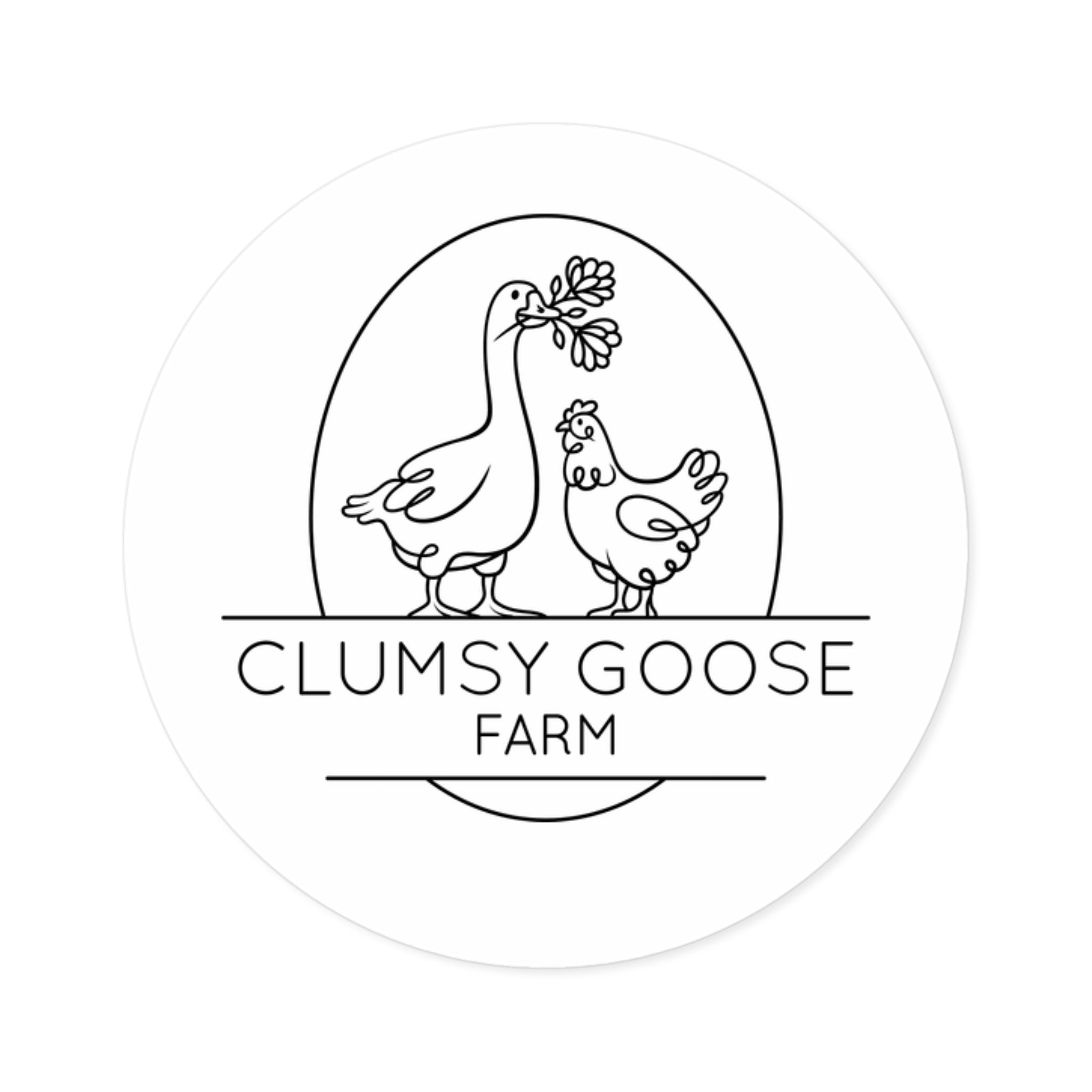 Round Clumsy Goose Farm Sticker — Indoor/Outdoor Vinyl Laptop Decal