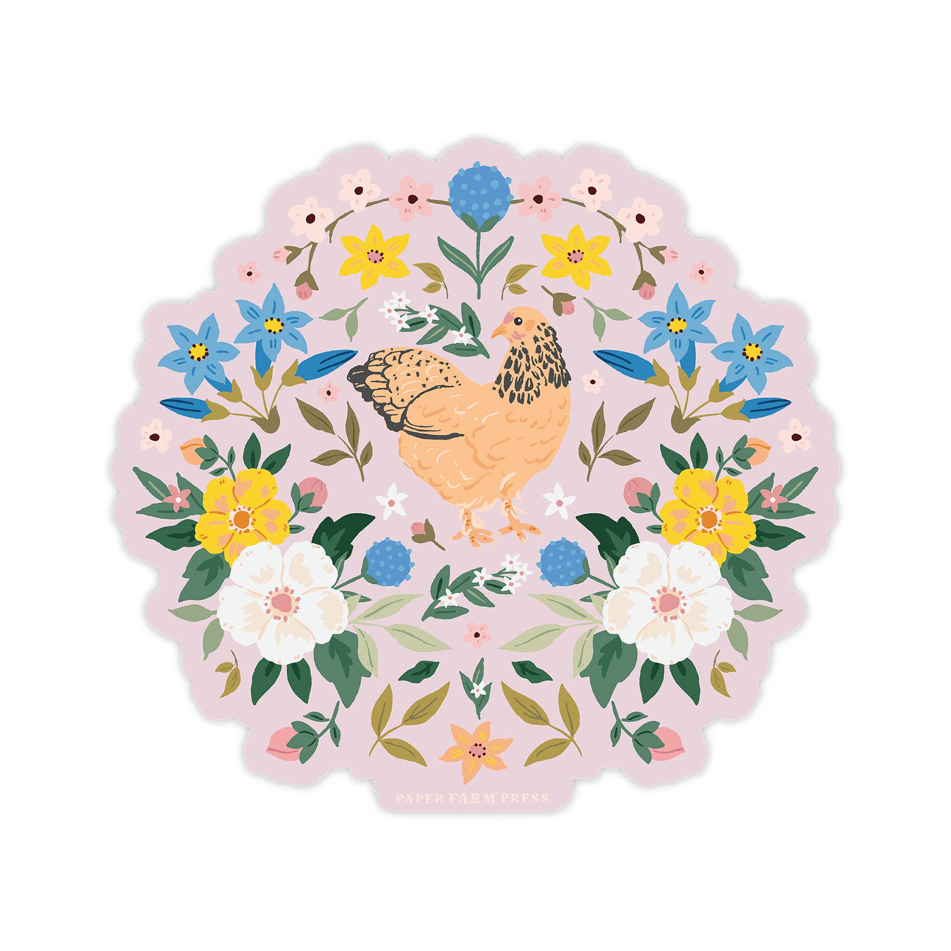 Chickens  & Flowers Decal Sticker