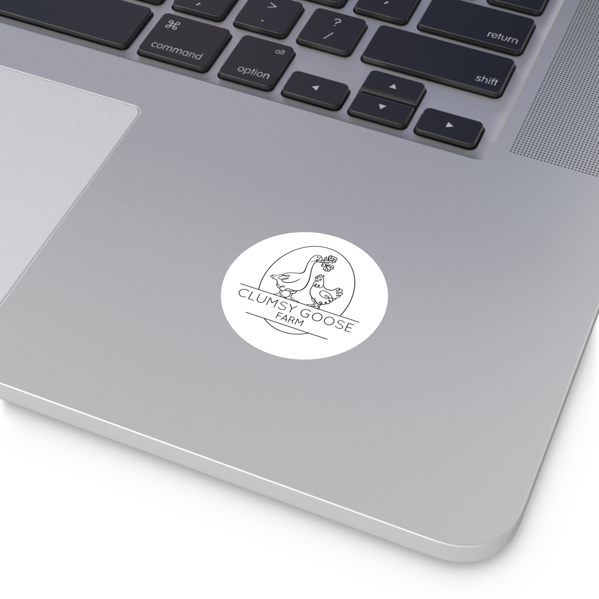 Round Clumsy Goose Farm Sticker — Indoor/Outdoor Vinyl Laptop Decal