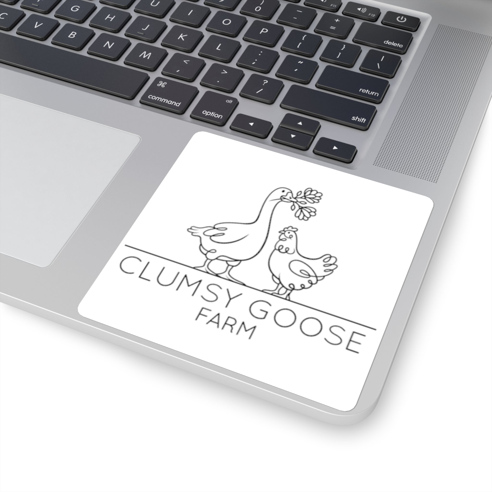 Clumsy Goose Farm Square Sticker — Minimal Farm Logo Decal