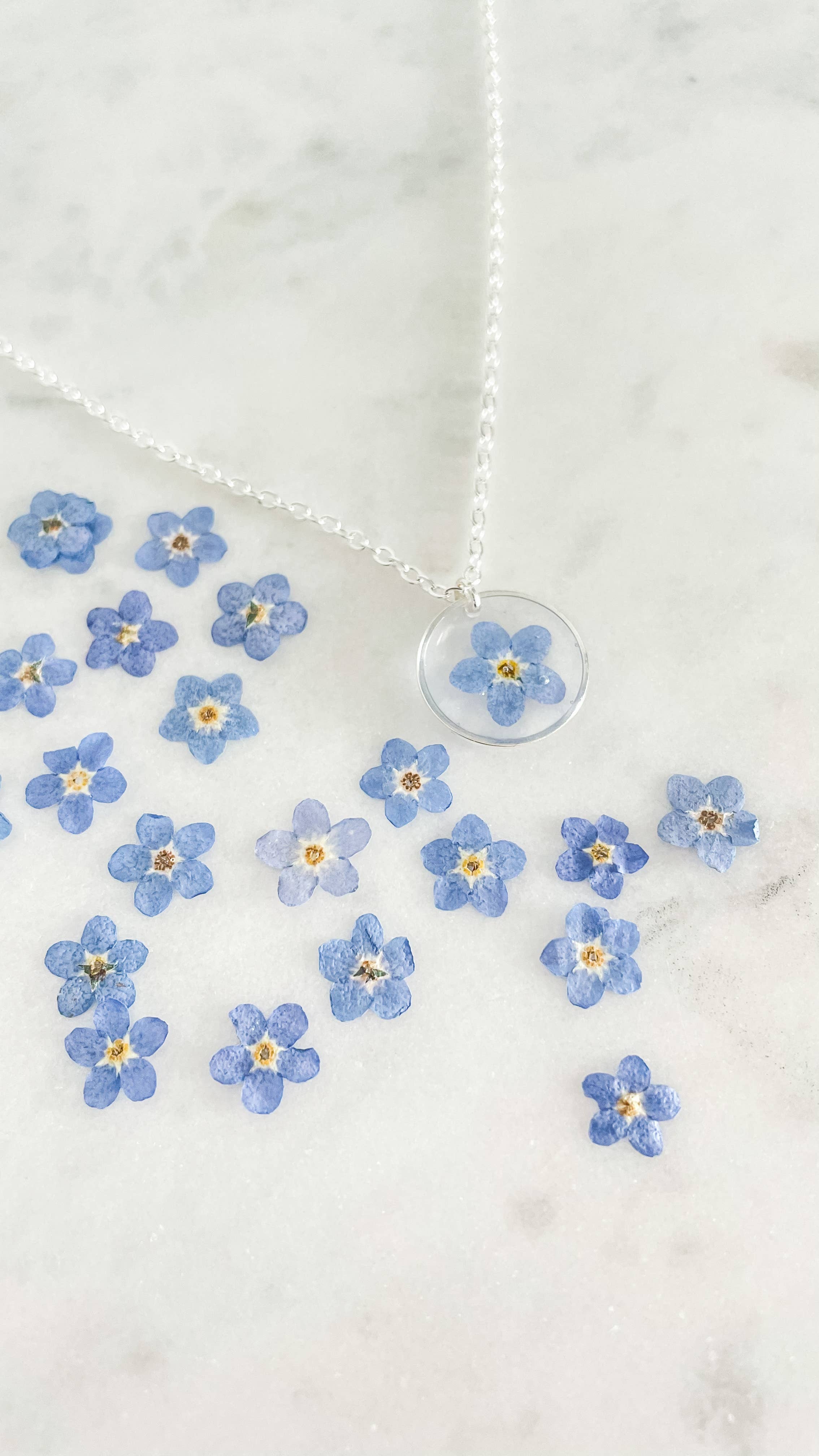 Forget me not flower necklace | Pressed flower necklace