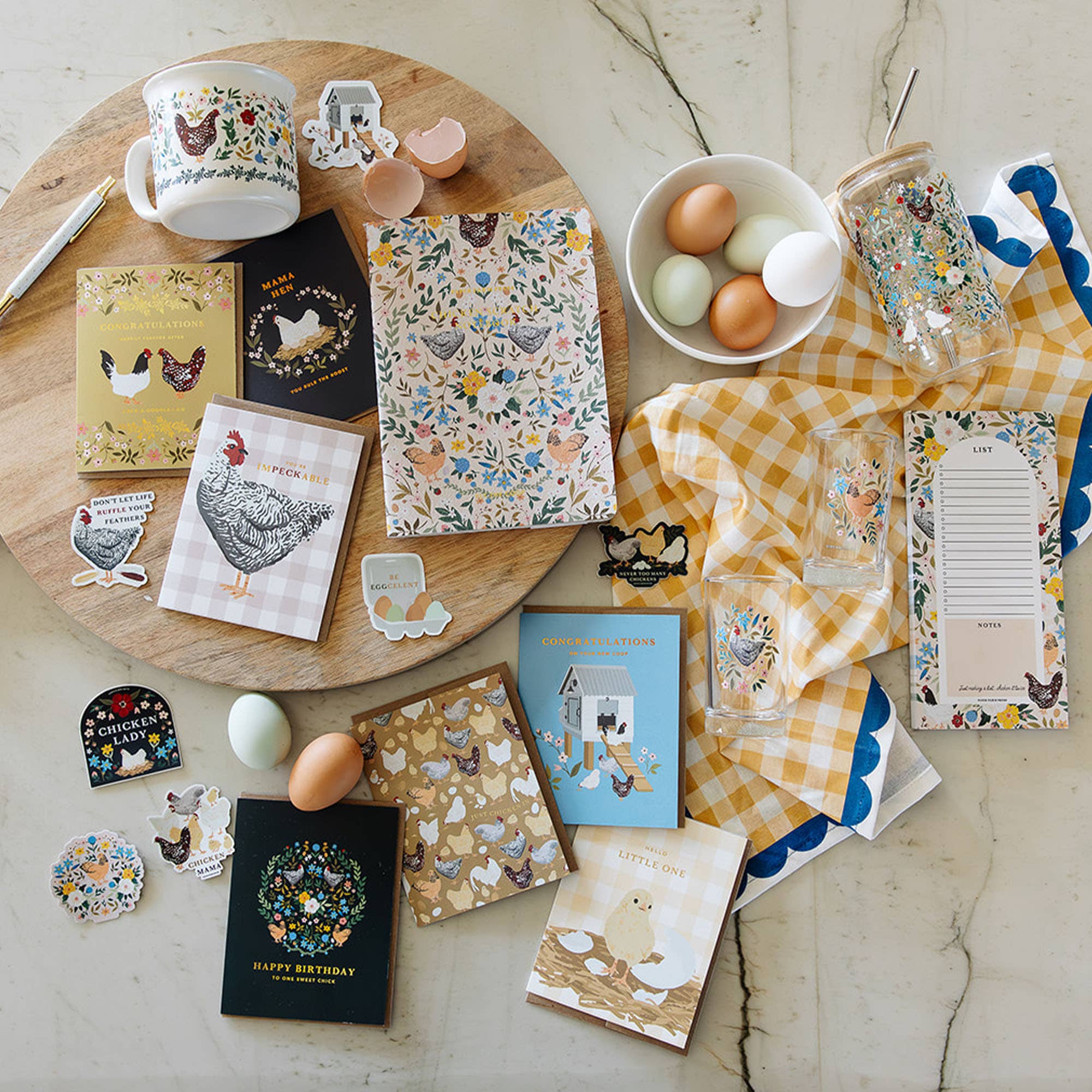 Chickens  & Flowers Decal Sticker