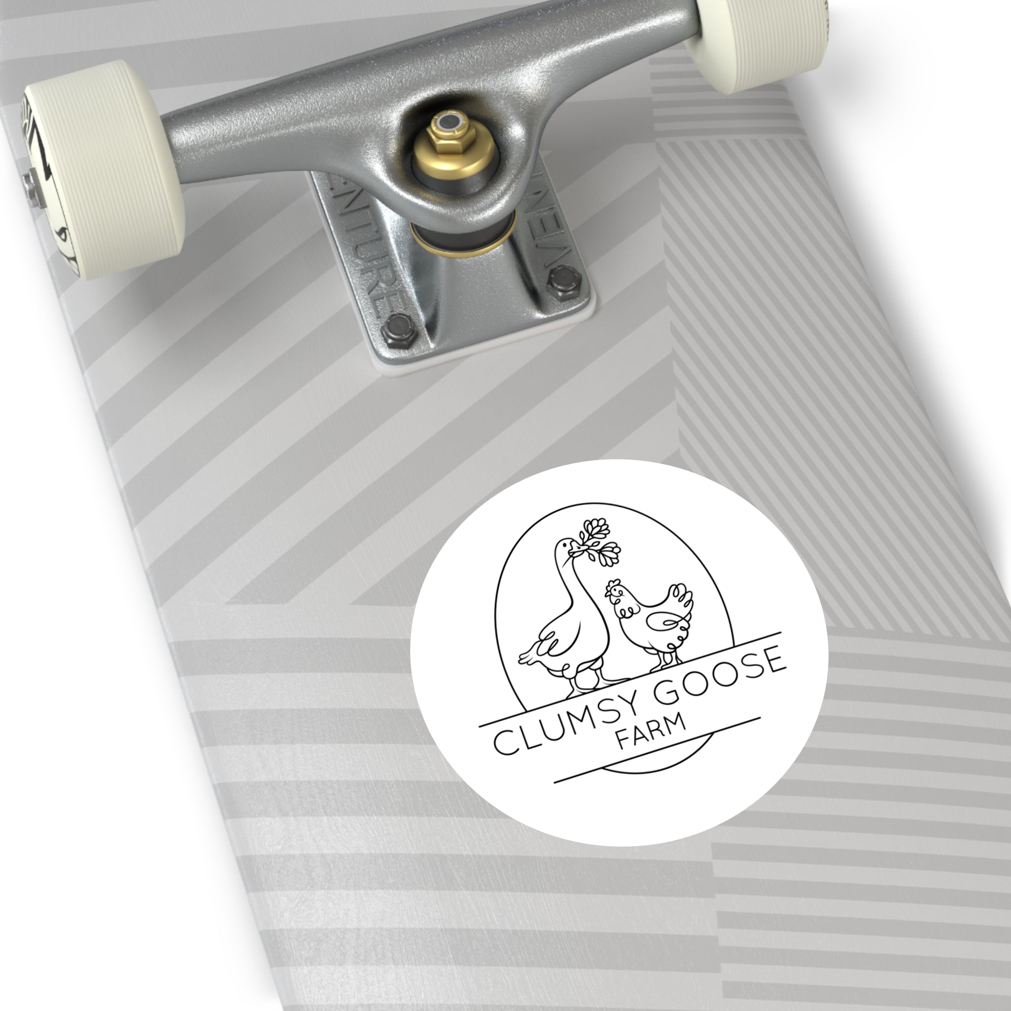 Round Clumsy Goose Farm Sticker — Indoor/Outdoor Vinyl Laptop Decal