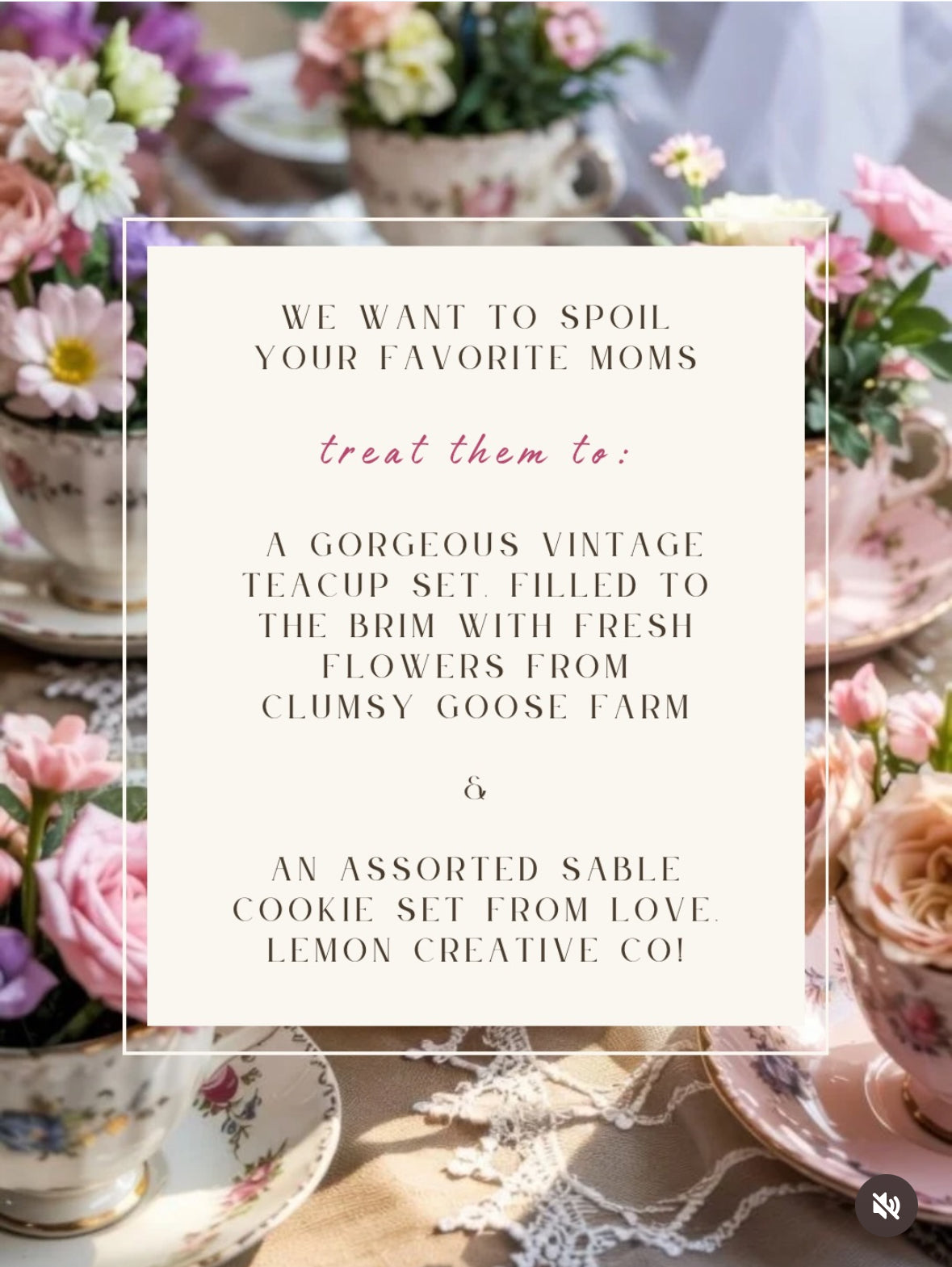 Mother’s Day Teacup Arrangement with Cookies from Love, Lemon Creative Co.