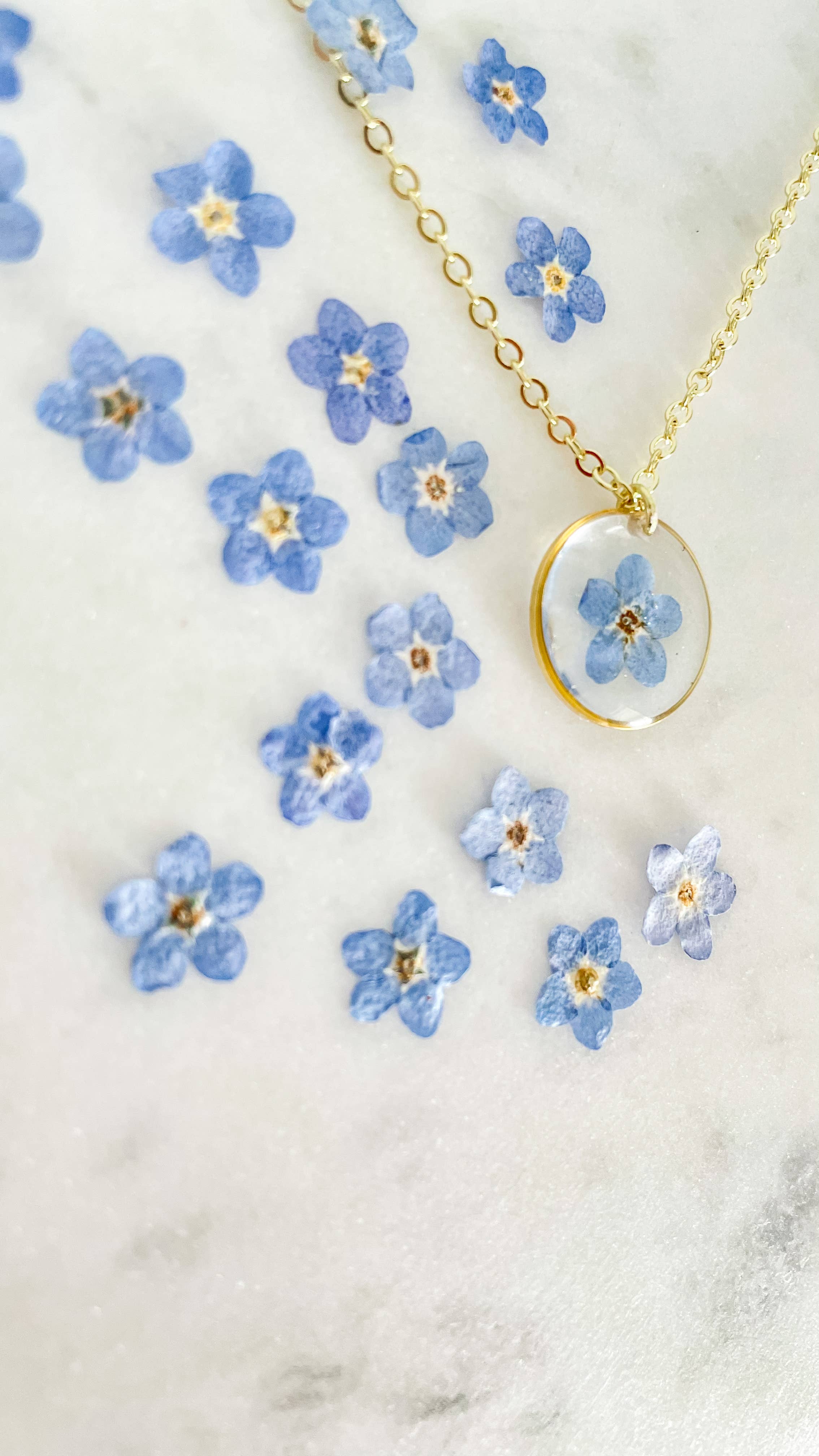 Forget me not flower necklace | Pressed flower necklace