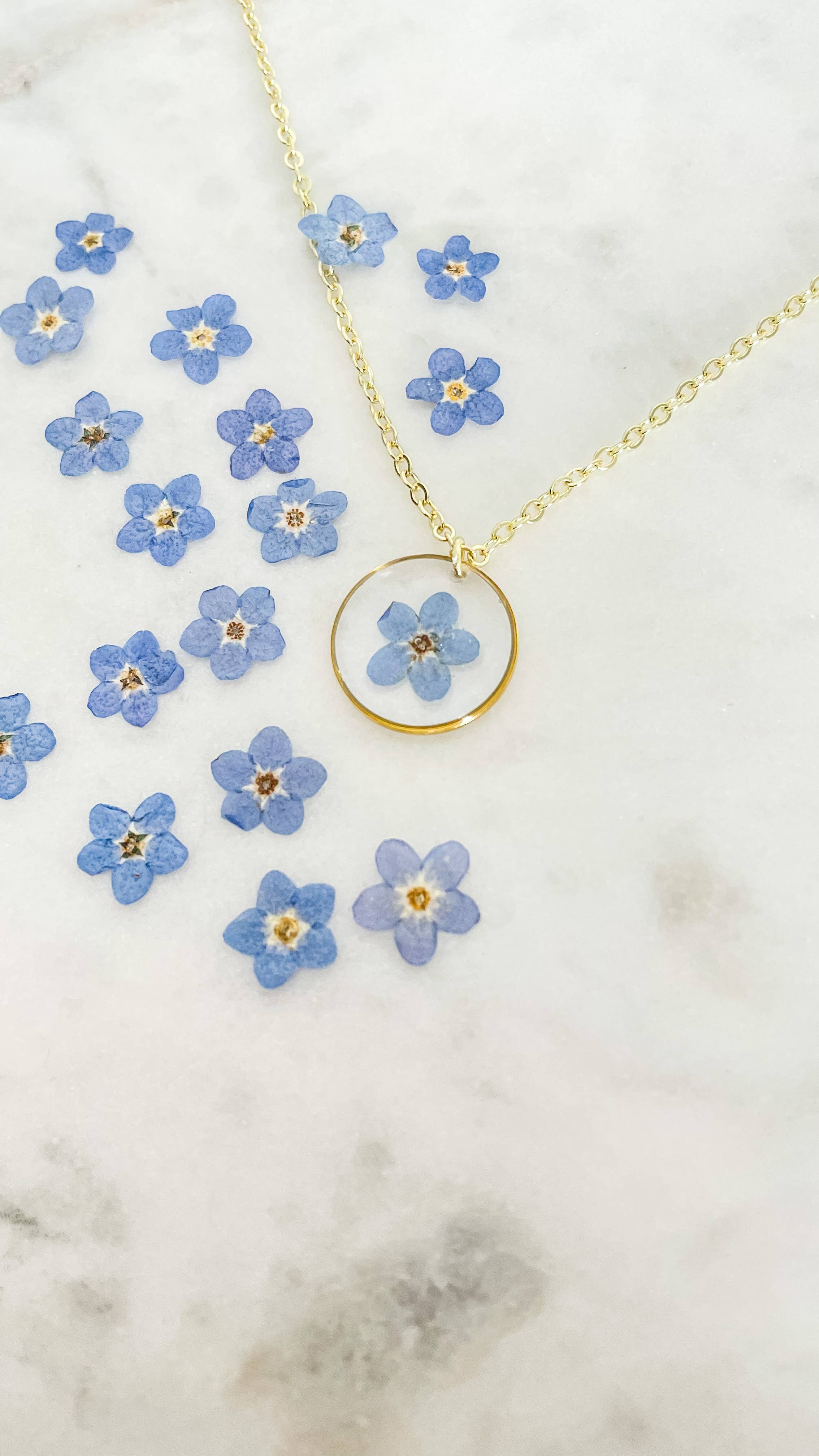 Forget me not flower necklace | Pressed flower necklace