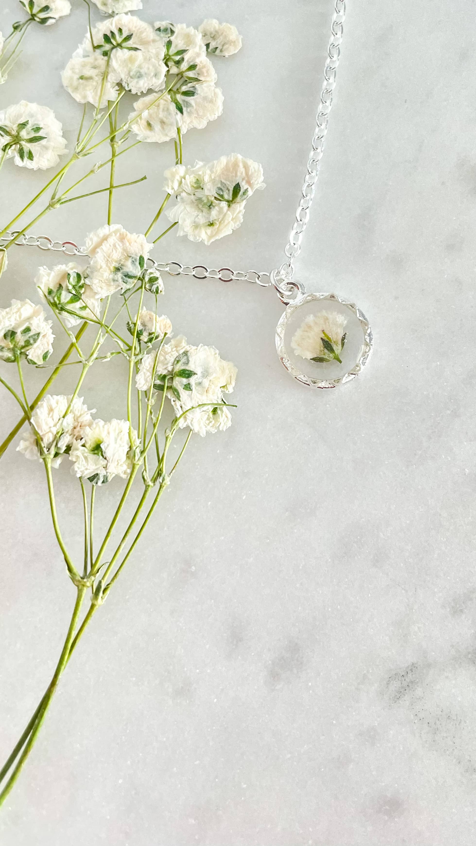Pressed flower necklace