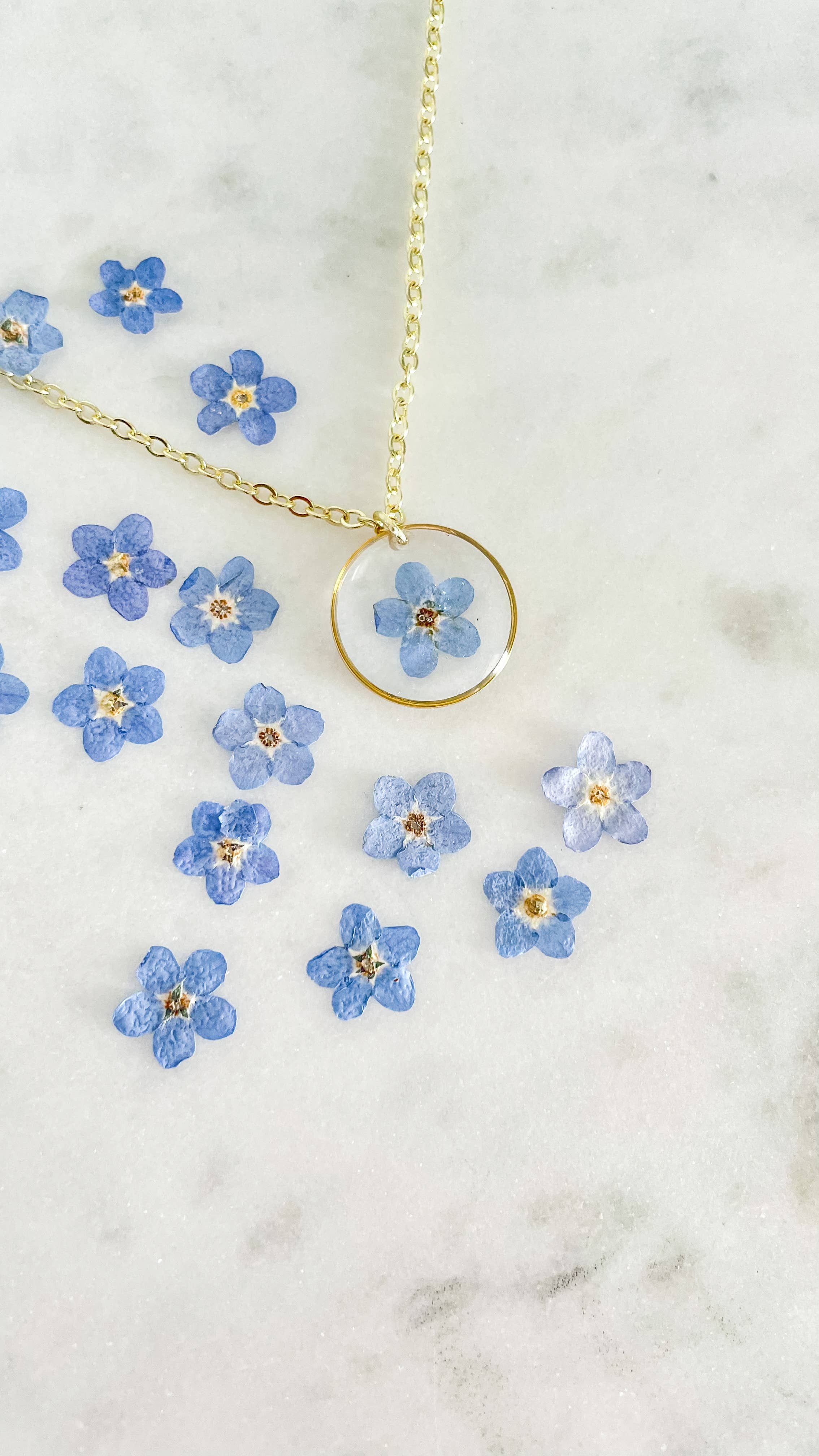 Forget me not flower necklace | Pressed flower necklace